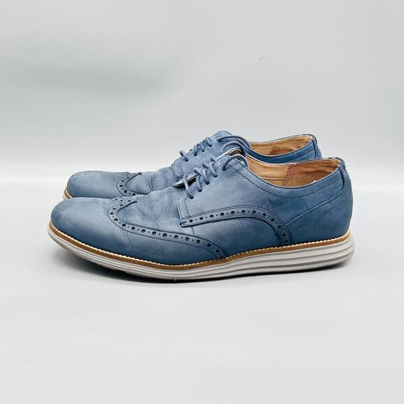 Cole Haan Shoes Mens 10.5 Blue Nubuck Grand OS Wingtip Oxford Dress Brogue main image 8